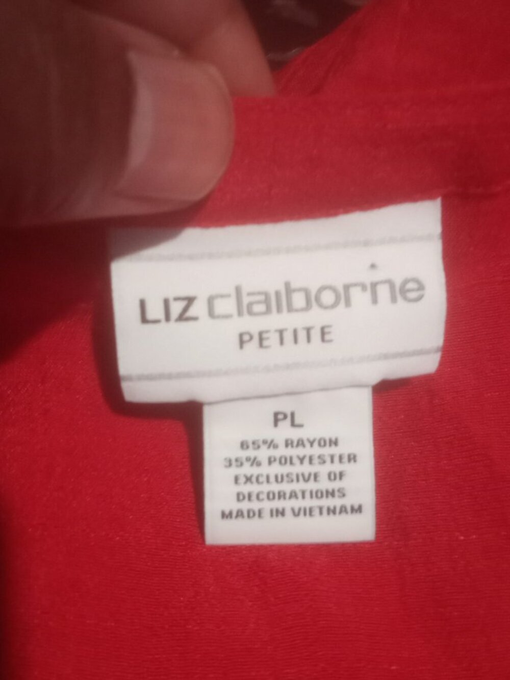 New Women's Liz Claiborne Red Short Sleeve Top Size PL Petite Large L NWT - Picture 8 of 10